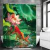 Summer Lotus Leaf Red Carp Shower Curtain, Bathroom Decorative Shower Curtain, Waterproof Shower Curtain with Hooks