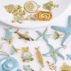 5pcs Fashion Nautical Animal Stainless Steel Blue Oil Dripping Fish Tail Sea Turtle DIY Charm Pendant For Jewelry Making Finding