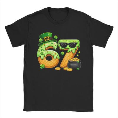 St Patricks Day 67 Donut Ice Cream Graphic Tee Breathable Short Sleeve T-Shirt for Men - Men's Summer Cotton Graphic Tee