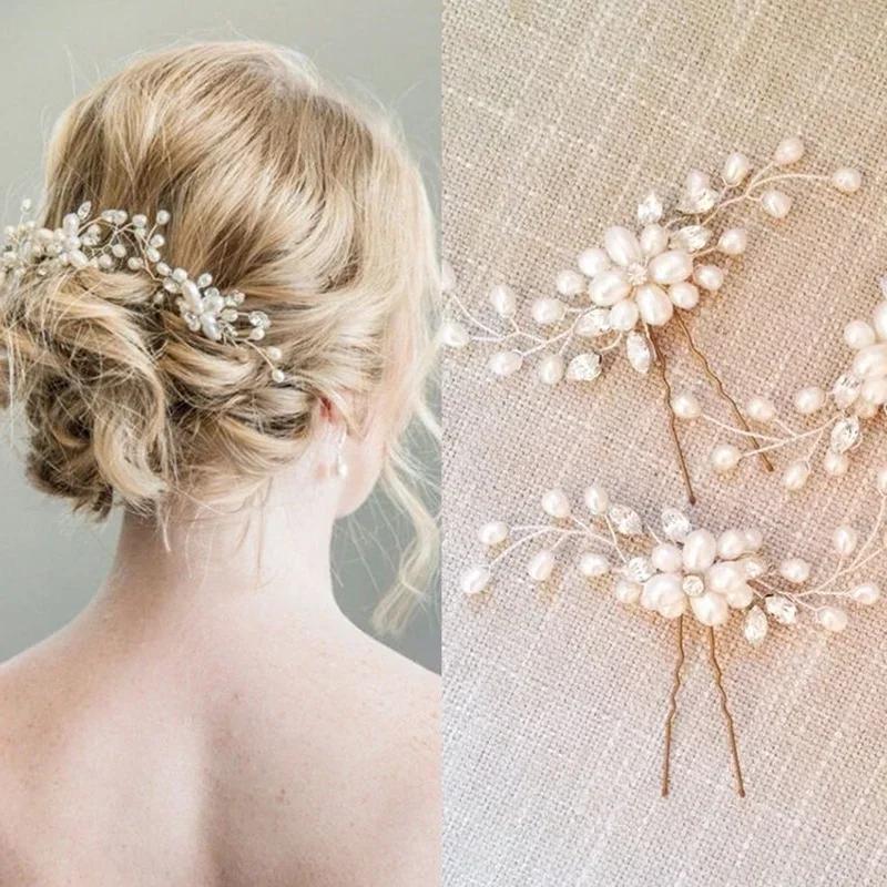 Creative Fashion White Wedding Style Hair Bridal Hair Stick Floral Hairpin Beautiful Headdress Plait Hair Clip Accessories Gifts