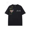 American Street Style Floral Wreath Embroidered Short Sleeve T-Shirt for Men and Women Summer Loose Heavyweight Loose Trendy Brand Half Sleeve