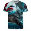 Summer Round Neck 3D Cute Cat Print Top Fashionable Casual Short Sleeved Men's T-shirts