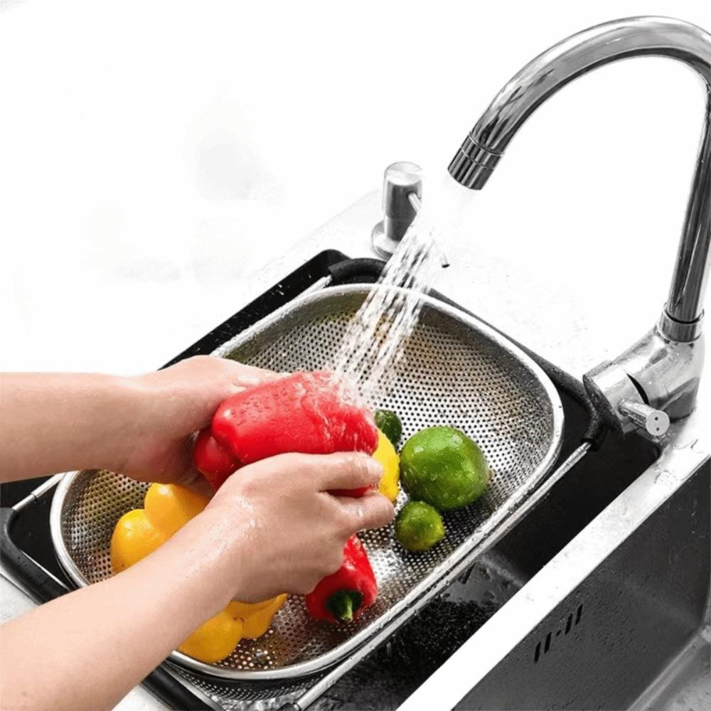 Non-slip Handle Sink Drain Basket Scalable Vegetables Draining Racks Strainer Basket  Rinse Fruit