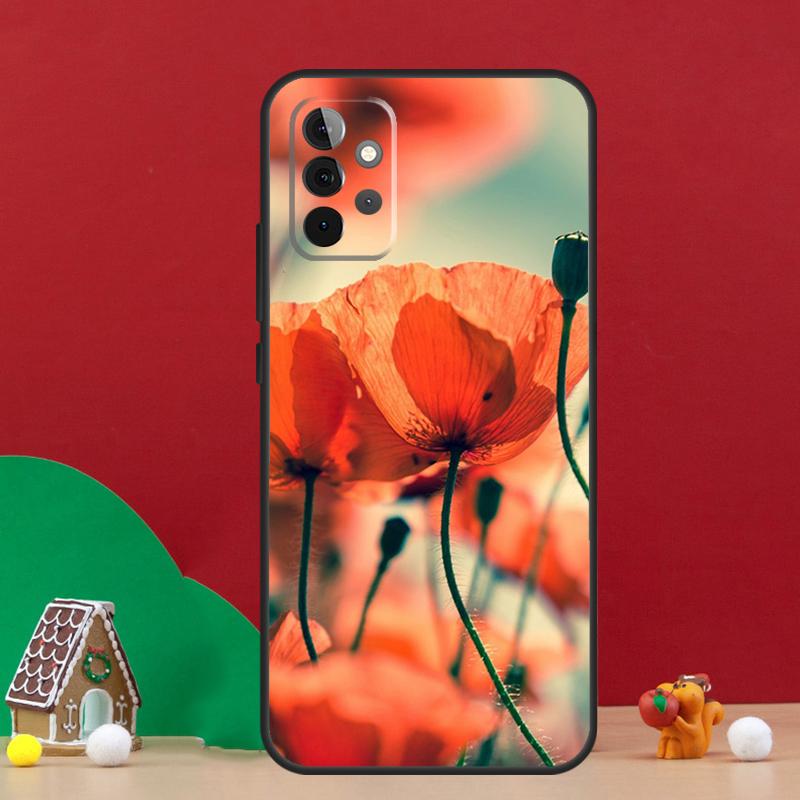Red Corn Poppy Flower Case For Samsung Galaxy A56 A33 A13 A36 A23 A52 A32 A12 A54 A34 A14 A16 A53 A15 A35 A55 A17