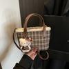 Retro Plaid Handbag Autumn and Winter New Niche Shoulder Bag Commuter Literary Vegetable Basket Messenger Bag Bag