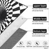Optical Illusion Rug 3d Stereo Checkered Vortex Optical Illusions Rug Funny Sensation Of Falling Black & White Non-slip Plaid Hole Area Rug For Dining