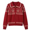 Women's Fair Isle Retro Knit Cardigan with Zippered Lapel - 2026 Spring/Autumn Collection.