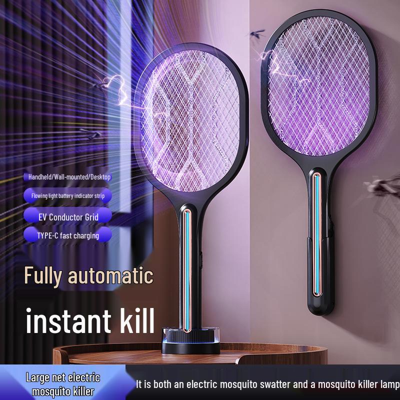 Electric Purple Light Mosquito Killer: Wall-Mounted, Rechargeable, and Dual-Function Swatter & Lamp