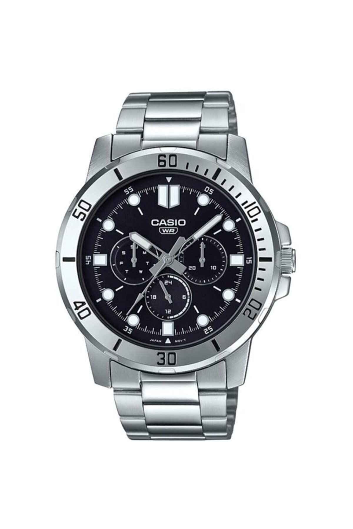 Casio Men s Analog Wristwatch MTP-VD300D-1EUDF Metal Black Bracelet Black and White