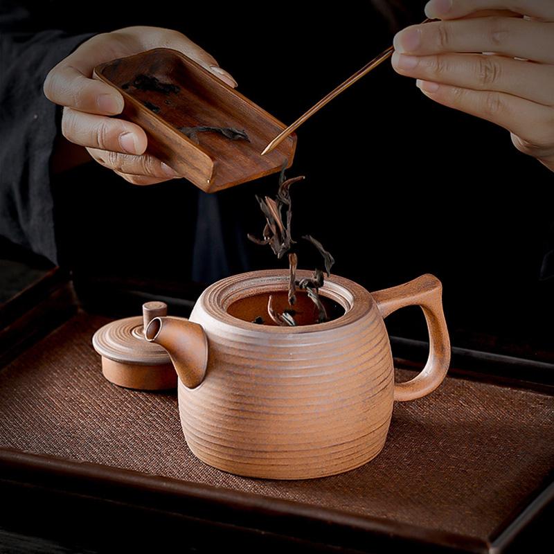 Raw Ore Rough Pottery Tea Pot Handmade Tea Set Single Pot Tea Kettle Tea Ceremony