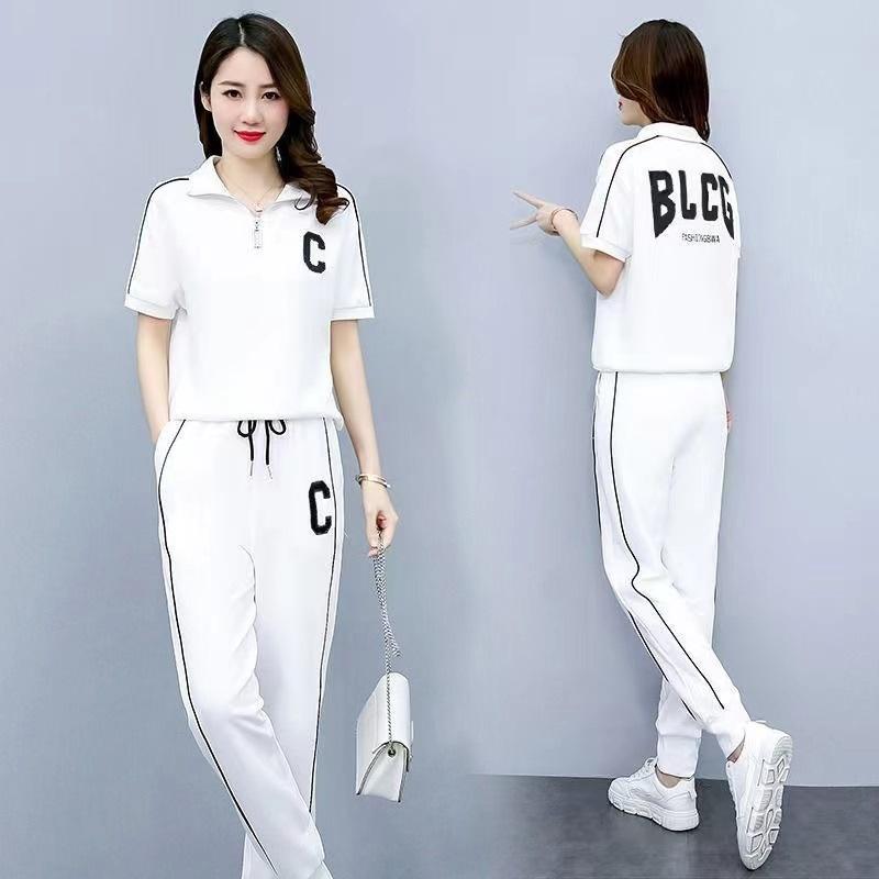 

Літній жіночий одяг Елегантний комплект з двох предметів для літнього сезону. Модний спортивний повсякденний стильний комплект-худі в корейському стилі. XXXL білий