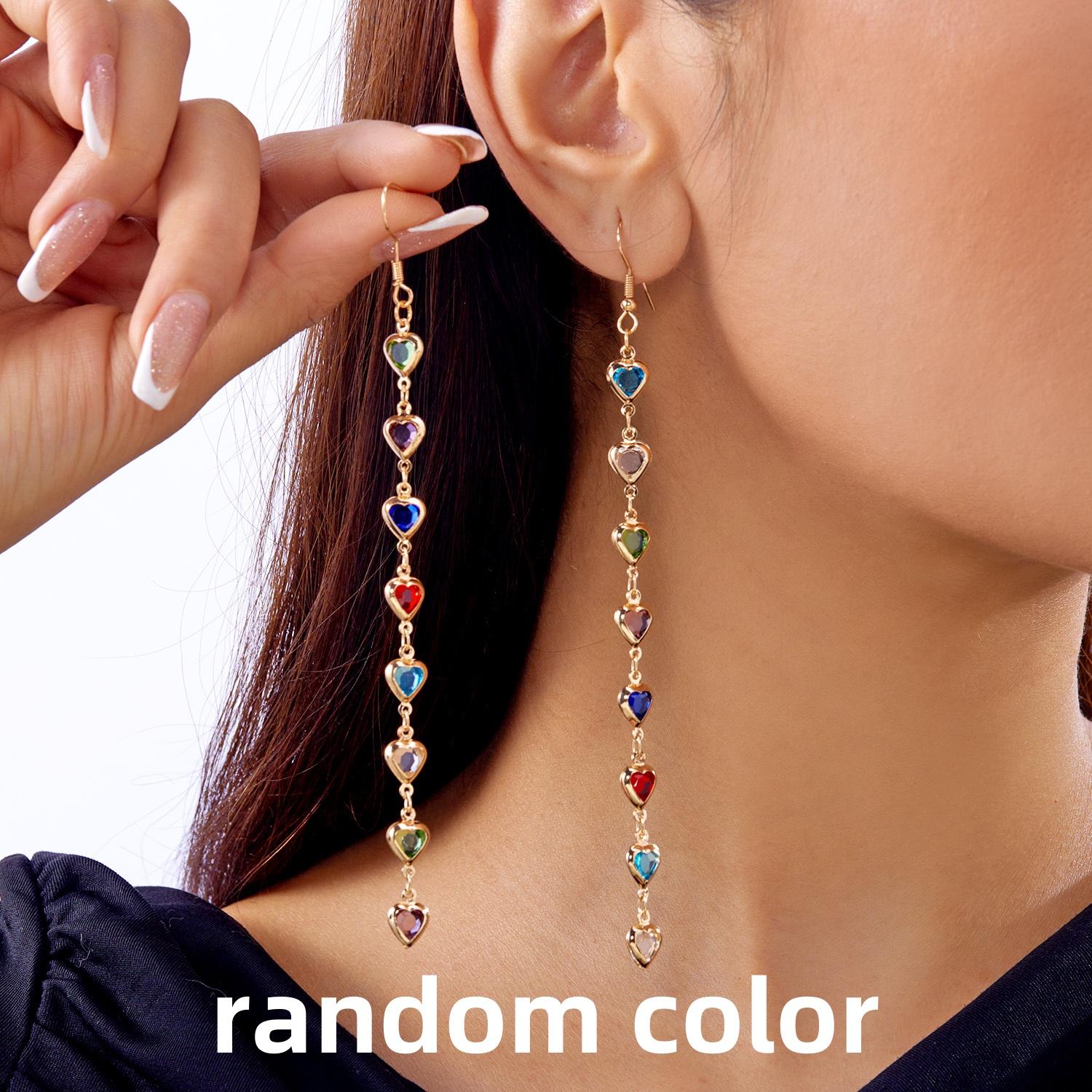 

2026 Fashion Crystal Water Drop Tassel Earrings for Women Temperament Colorful Long Earrings Bridal Wedding Party Jewelry Gifts