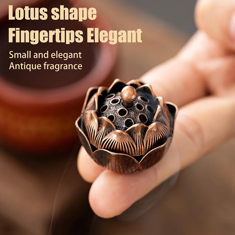 Alloy Lotus Incense Burner Lotus Incense Censer Archaic Copper Sandalwood House Furnishings Home Office Decoration