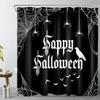 Skull Halloween Shower Curtain Scary Skull Flower Ghost Pumpkin Happy Bathroom Decoration Retro Shower Curtain