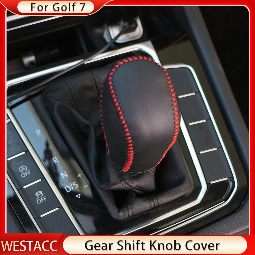Leather Car Gear Shift Collars Gear Shift Knob Cover for VW Jetta MK6 MK5 Golf 7 MK7 Bora Tiguan Polo 2014 - 2017