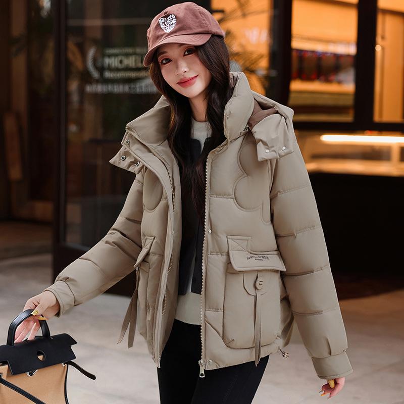 Damen Kurze Kapuzenjacke Winddicht Dick Warm Winterjacke