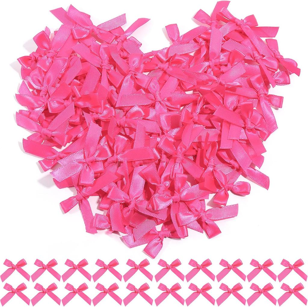 100 szt./partia Nowe Różowe Czarne Kokardy z Wstążki Mały Rozmiar Satynowe Kokardy z Wstążki Naszywki Aplikacje Dekoracja