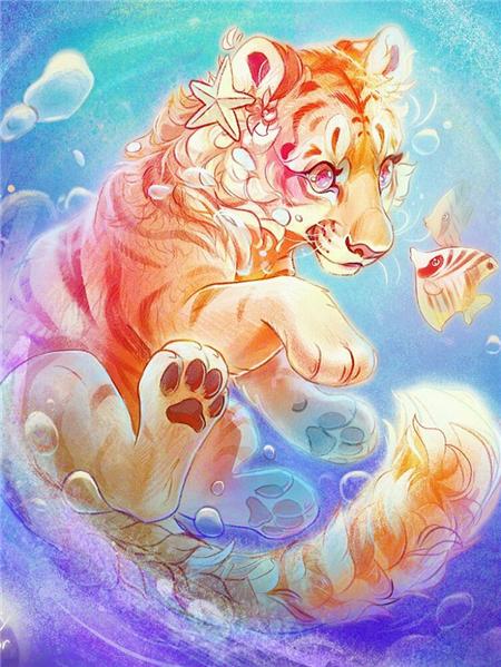 

Алмазная картина 5d Diy Тигр Мультфильм Домашний декор Полный квадрат/круг Вышивка Мозаика Животное Милый Кристалл Подарок Full Round 20x30CM