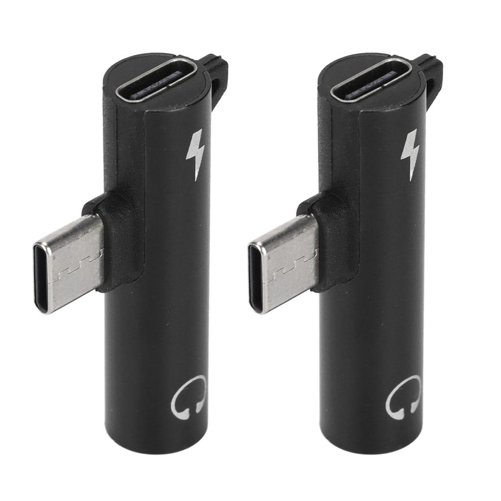 2PCS USB C to 3.5mm Audio Adapter 2 in 1 Audio Charging USB C to Audio Jack ABS USB C to AudioJack for Phone Tablet