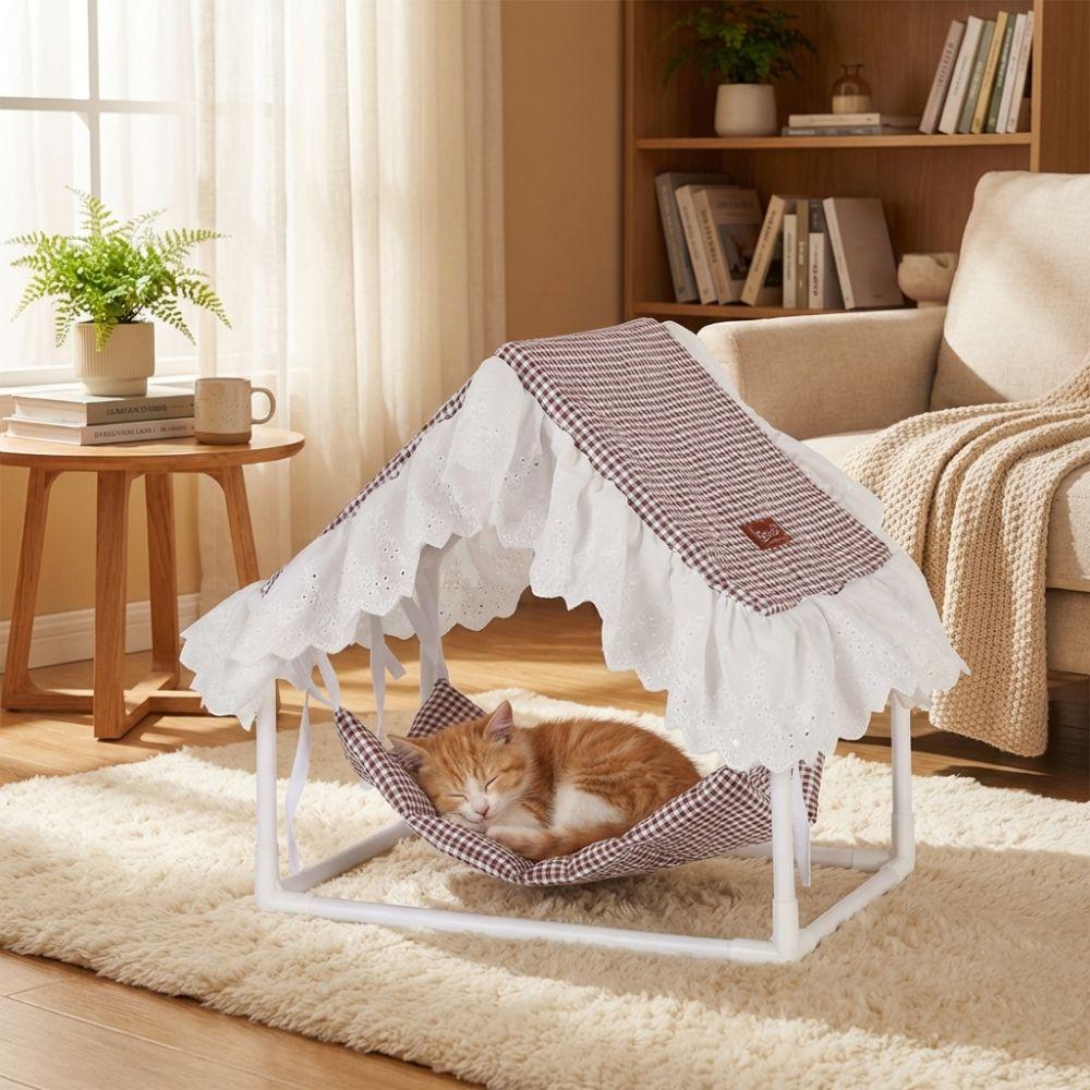 Ventilated Hamster Triangle Tent Tassel Strip Hanging Sleeping Bed Pet Shelter  Cage House