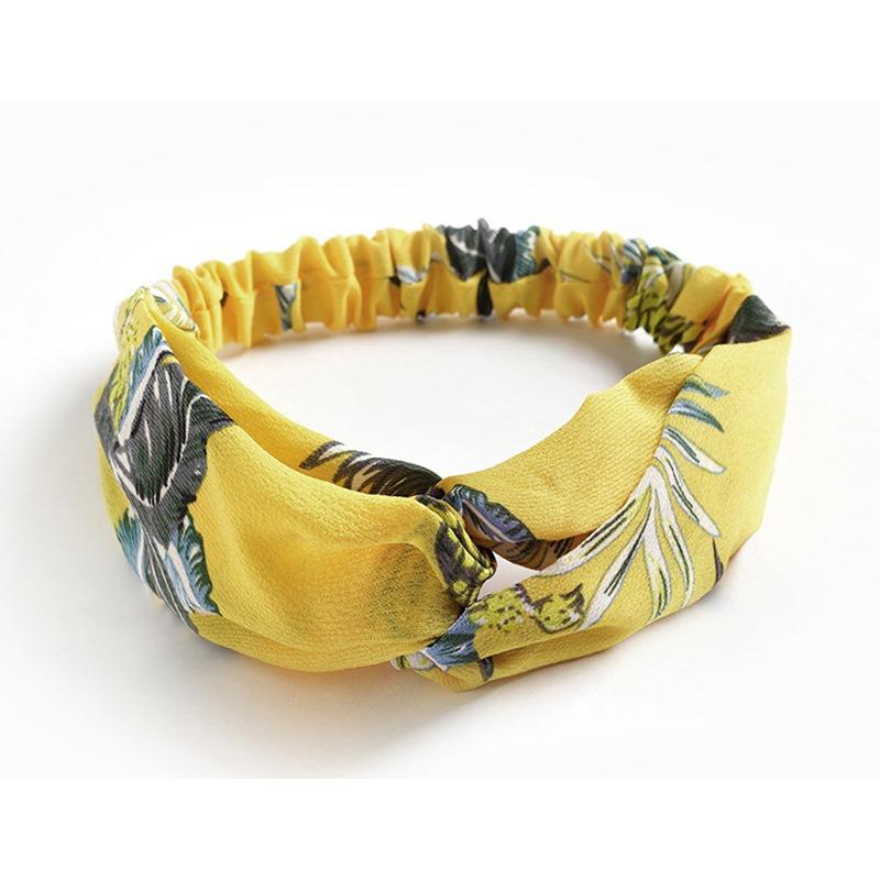 Leopard Print Flower Spring Autumn Summer Chiffon Cross Elastic Headband Women Headband Hair Accessories Headgear