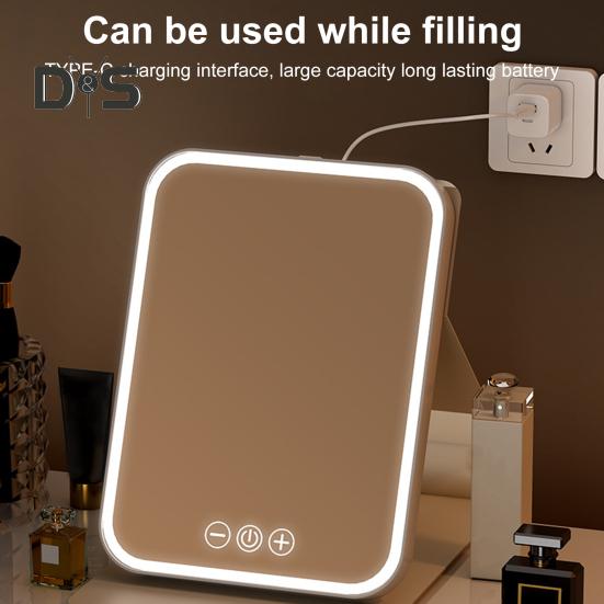 LED-beleuchteter Schminkspiegel, 3 Farbmodi, einstellbar, 2-in-1-Klappkosmetikspiegel, per USB wiederaufladbar, tragbarer Reise-Kosmetikspiegel