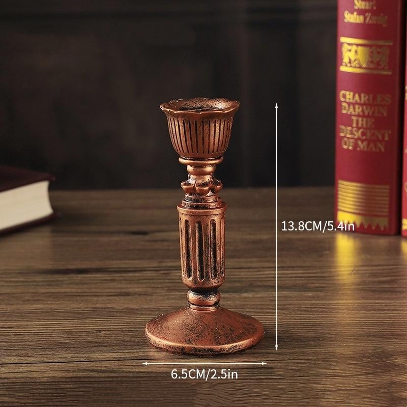 

1 шт. Винтажные подсвечники для конусных свечей - Подсвечники из смолы с отделкой под античную бронзу для свадьбы, званого ужина, настольного декора
