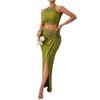 2024 European & American Women's Slim Vest and Hip-Hugging Twisted Long Skirt Suit
