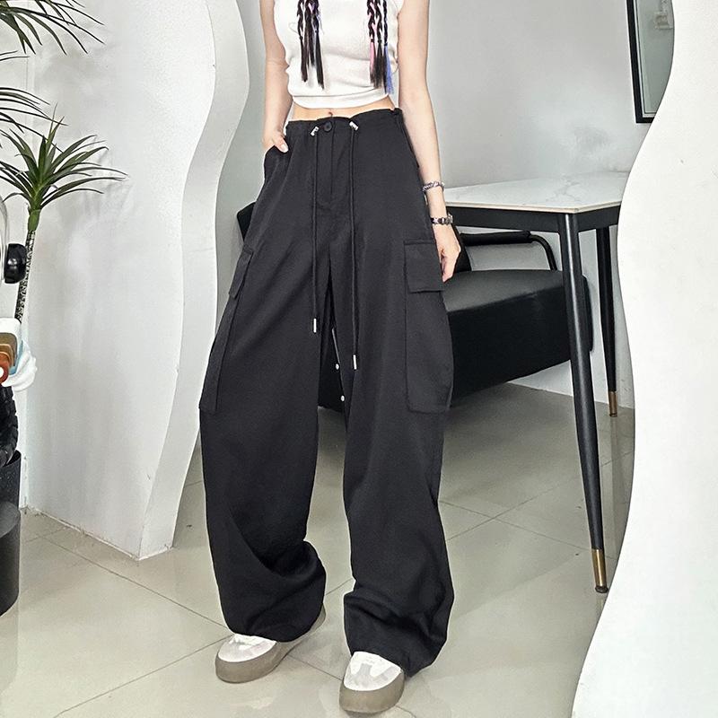 Uncle Radish Tied Overalls Women's Spring and Autumn New Loose Outdoor Quick-drying Pants Ice Silk Wide-leg Sweatpants