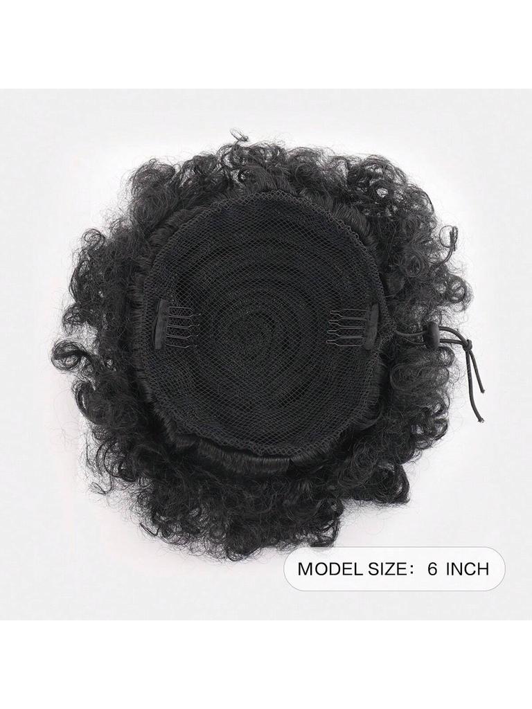 Afro Puff Drawstring Ponytail Hair Buns 1PCS/Pack 6 Inch for Girls Children Black Women Natural Black Kinky Curly Hair Updo Donut Chignon