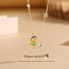 Tichiya S925 Sterling Silver Gold Filigree Butterfly Clavicle Necklace - Enamel Fu Butterfly Design for Women