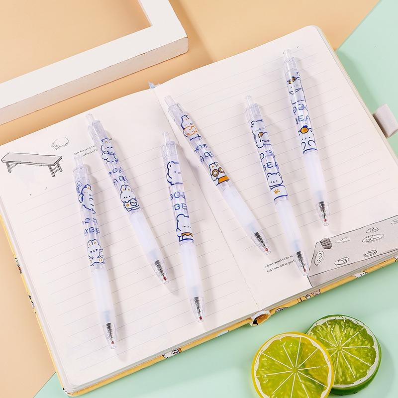 1 Pc Cartoon Bear Press Pen Fluent Writing Suitable for Office Work Brushing Questions, Signing Writing, Diaries, Notes, Student Classroom Prizes, F