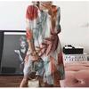 Large Size Women's Autumn Digital Printed Round Neck Long Sleeved Dress
