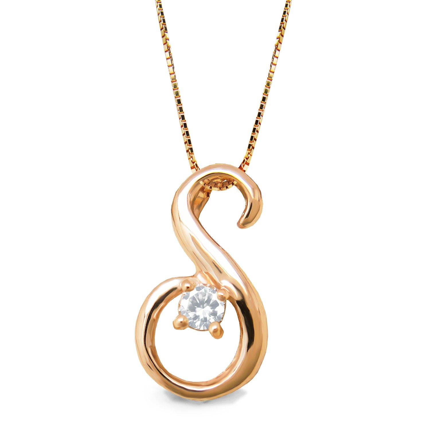 

miwahouseki Инициал Выбираемый Камень Рождения Розовое Золото Алфавитное Ожерелье Июньский Лунный Камень [Miwahouseki] [S]