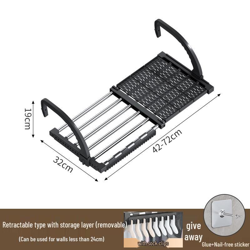 Telescopic Punch-Free Clothes & Shoe Drying Rack for Window Railings and Balcony