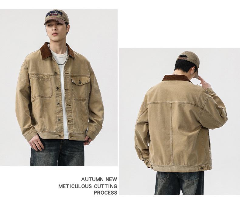 Men's 2024 Retro High-End Denim Jacket: Casual Loose Lapel, Autumn/Winter Style Workwear