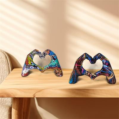 Gepersonaliseerd Hartgebaar Harsbeeld Huisdecoratie Moderne Kunst Hand Liefde Abstracte Beeldjes Sculptuur Bruiloft Bureau Decor