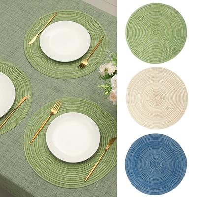 38cm Round Braided Placemat Washable Round Placemats for Kitchen Table Round Table Mats for Wedding  Party Christmas Supplies