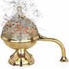 Brass Dhuna Loban Burner, Round Dhooni Dhoop Dani Incense Burner,Table-Top Brass Incense Holder for Loban, Elegant and Traditional Dhoop Dani