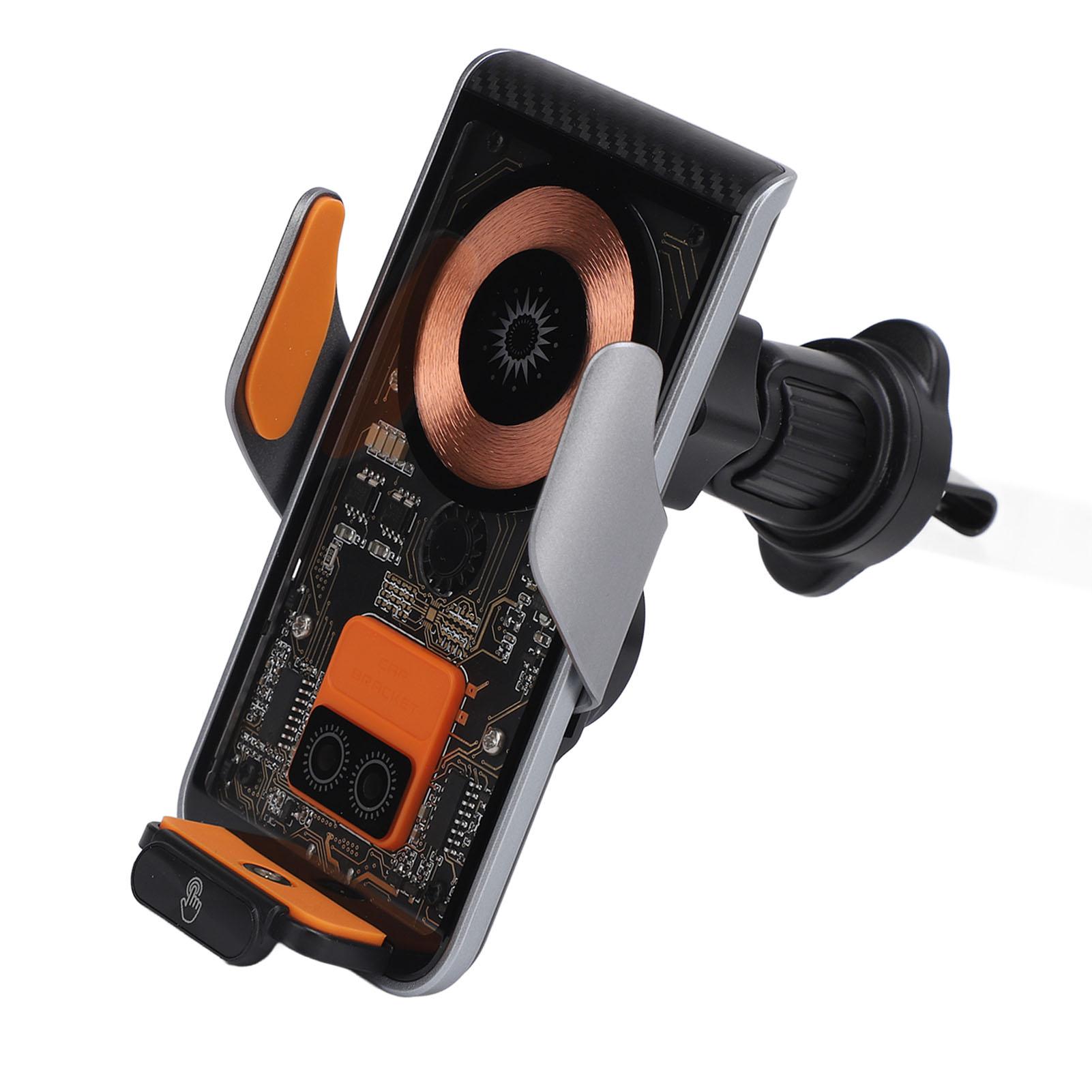 Wireless Car Charger 15W Fast Charging Car Charger Phone Holder Transparent 360 Degree Rotatable Wireless Charging Car Mount for Navigation