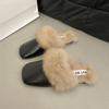 French Beautiful Bag Head Autumn and Winter Fluffy Slippers Velvet Women's 2025 Flat Bottom New Muller Lazy Explosion Out