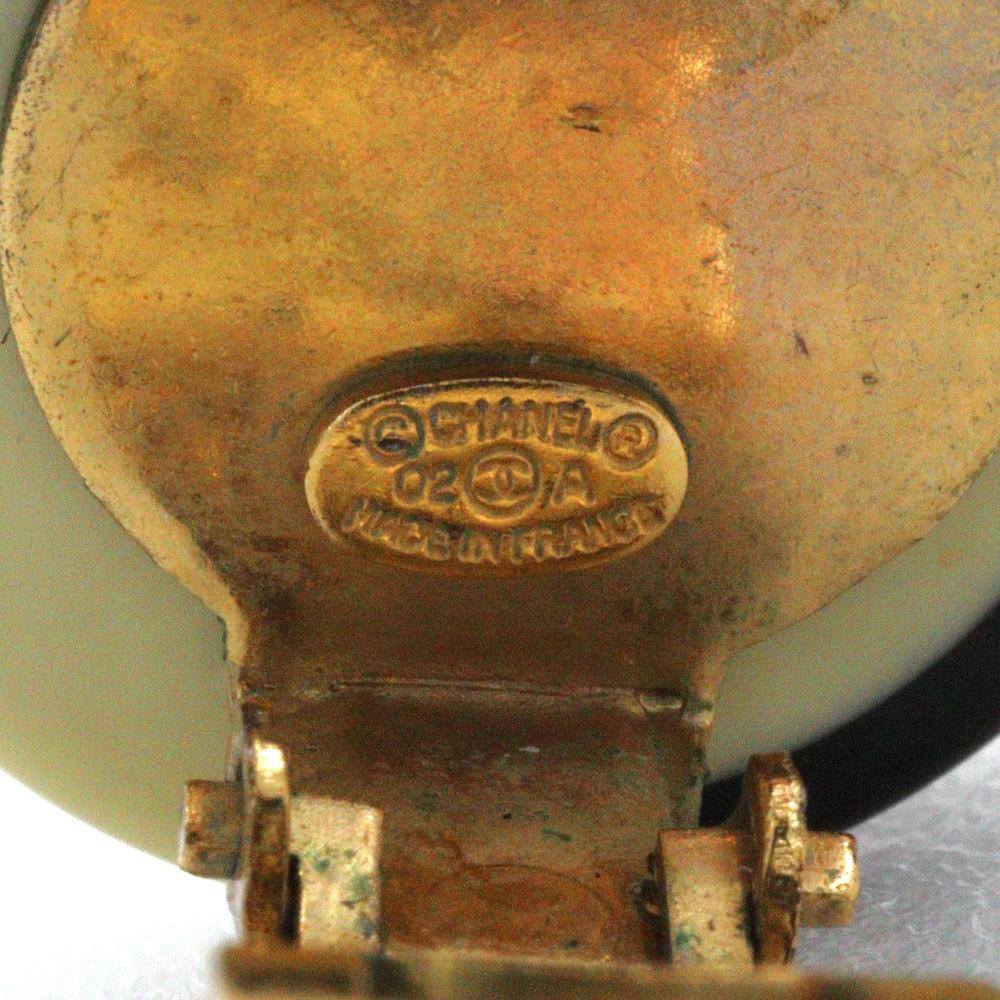 Chanel COCO Mark Earring By Color Black / White plastic/Plated Gold 6.9g Women Used