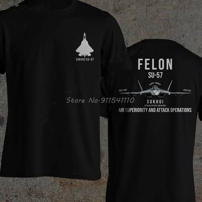 Der Falon Sukhoi SU-57 Stealth Luftüberlegenheits-Kampfjet Herren T-Shirt Herren Baumwoll-T-Shirt Tees Harajuku Streetwear