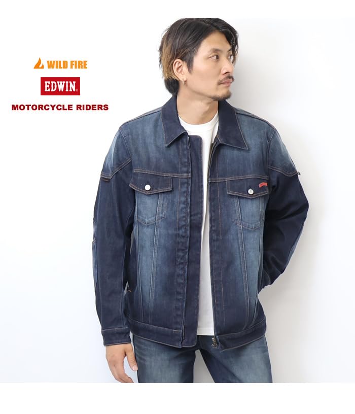 Edwin KBWG01 Dark Blue Motorcycle Denim Size L Men's Jacket,