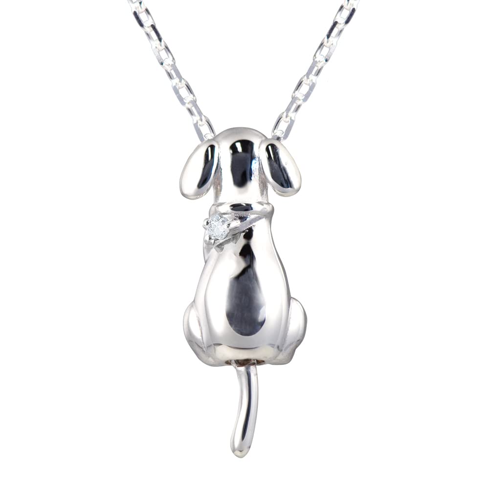 Mirai Tenshi Dog Necklace in Silver with Choice of Birthstone Blue Moonstone Women's (June) -
