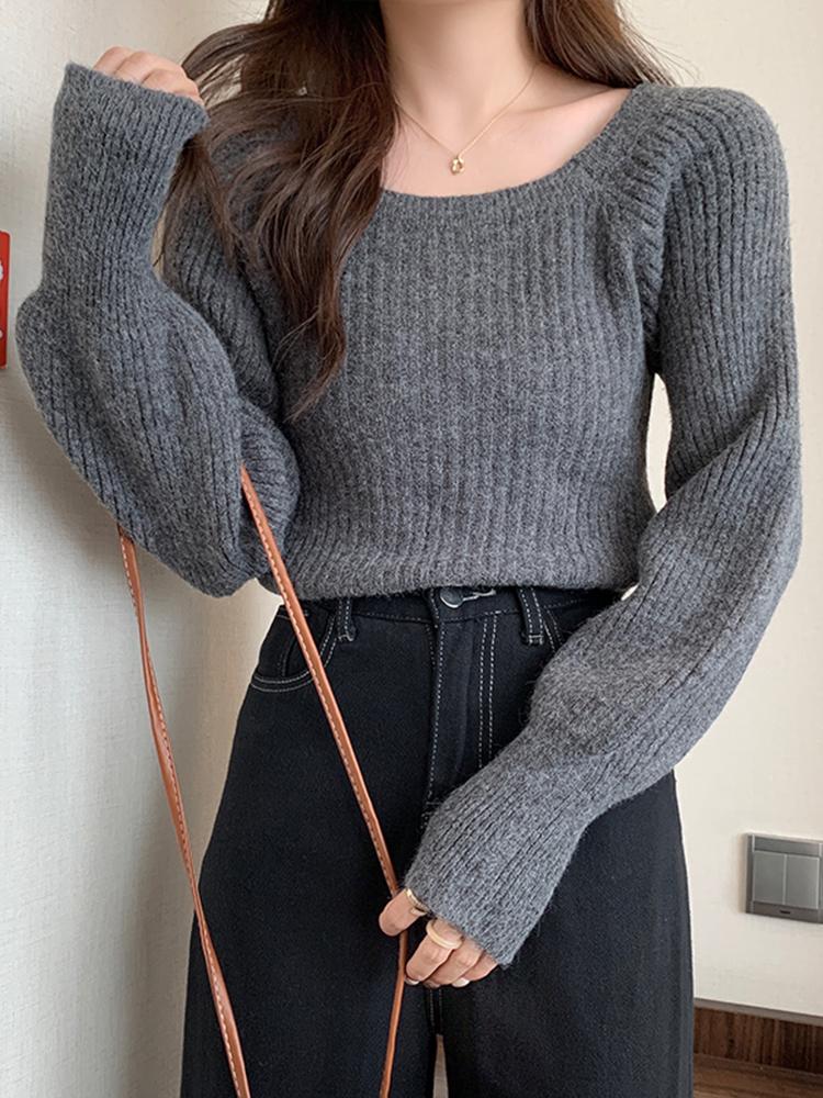 Autumn Winter Loose Women Sweaters Casual Soft Long Puff Sleeve Pullovers Jumpers Knitwear Basic Sweater For Women Tops 2026