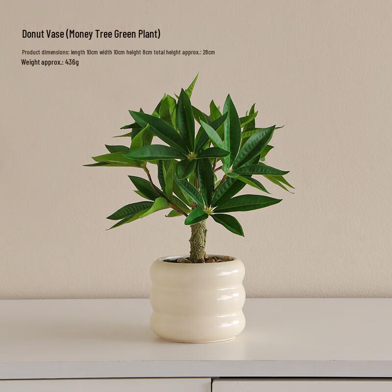 Artificial Lucky Tree Succulent with Circle Vase