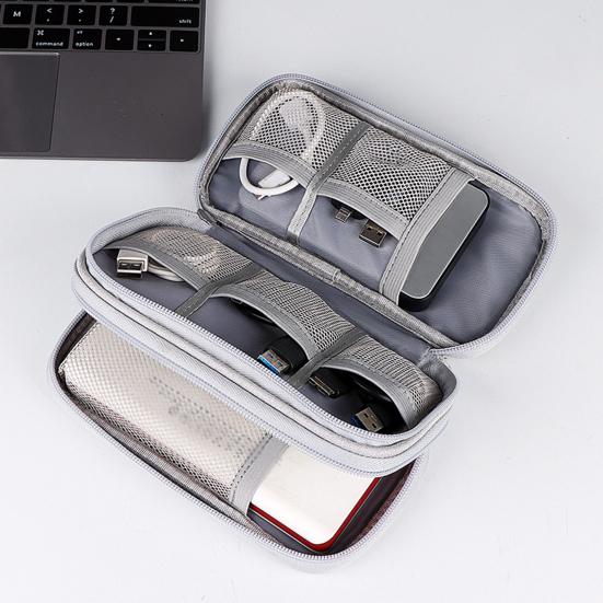 Digital Storage Bag with Lanyard Waterproof Separate Storing Portable Data Cable USB