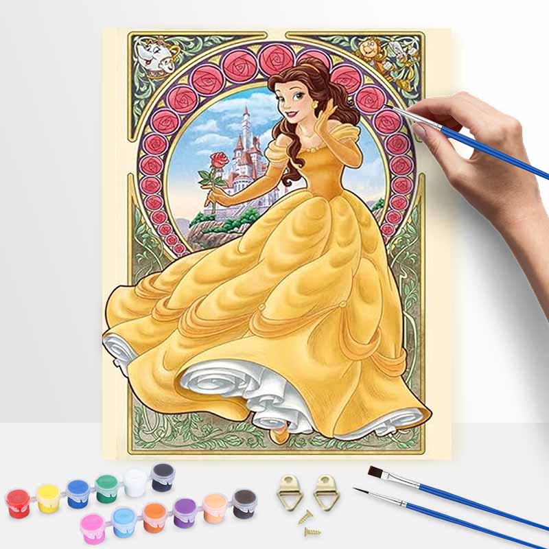 Disney Beauty and the Beast Belle oil paint by numbers painting kit handmade diy home decor gifts for adult wall art canvas craft
