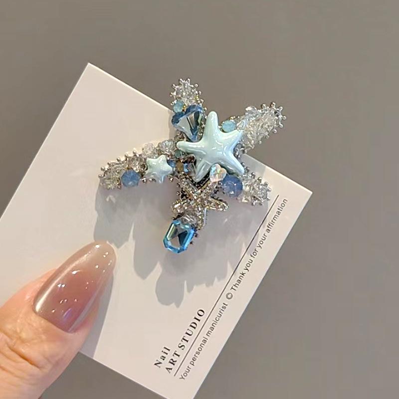 Niebieska spinka do włosów z klipsem bocznym dla kobiet - Nowy styl organizer do grzywki, Wykwintna kaczuszka dodatek do włosów